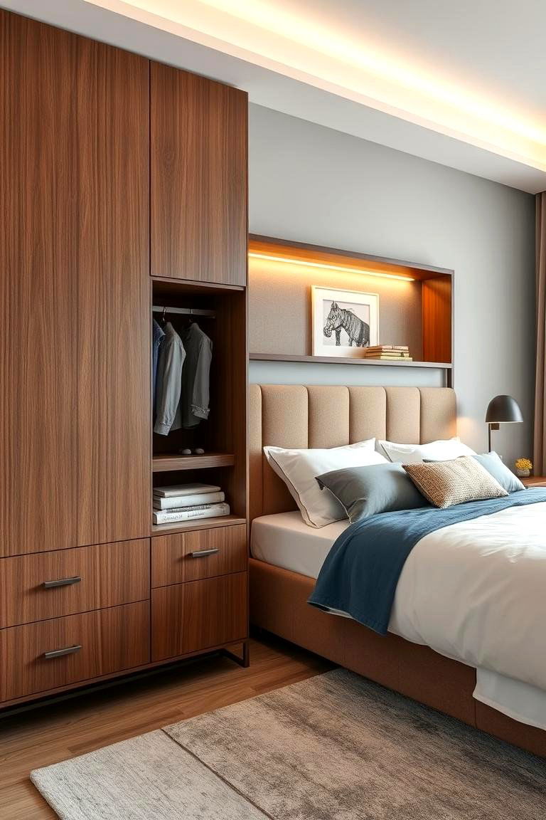 Hidden Wardrobe in Beds Headboard - 25 Built-in Wardrobe Ideas Around a Bed