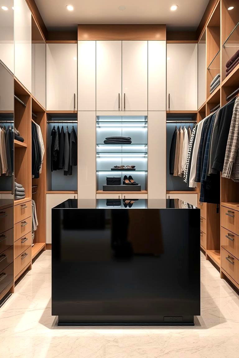 High Gloss Closet Island for a Modern Look - 25 Closet Island Ideas