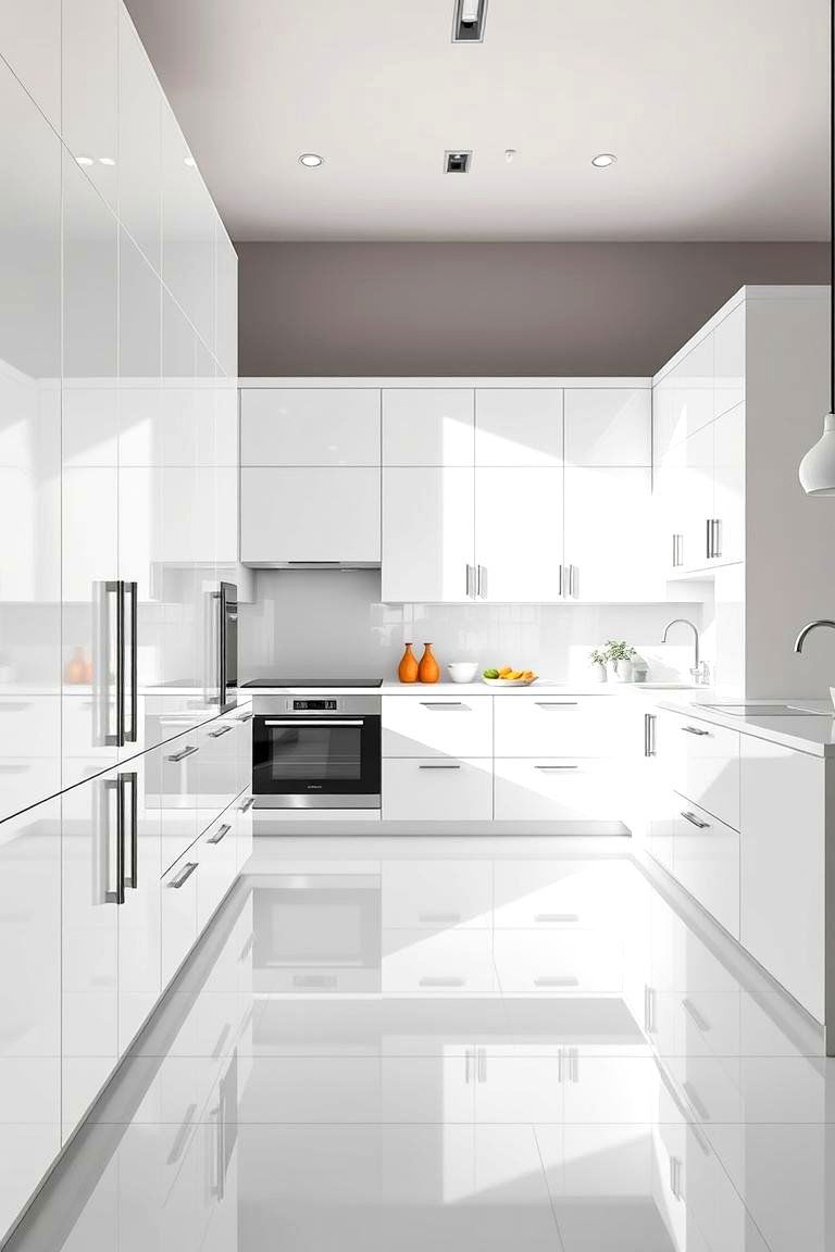 High Gloss White Cabinets for Clean Contemporary Style - 25 Floor to Ceiling Cabinets Ideas