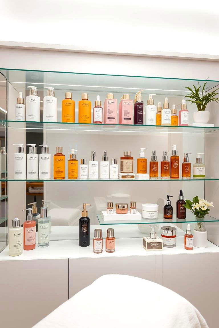 High Quality Skincare Products Display - 25 Facial Room Ideas