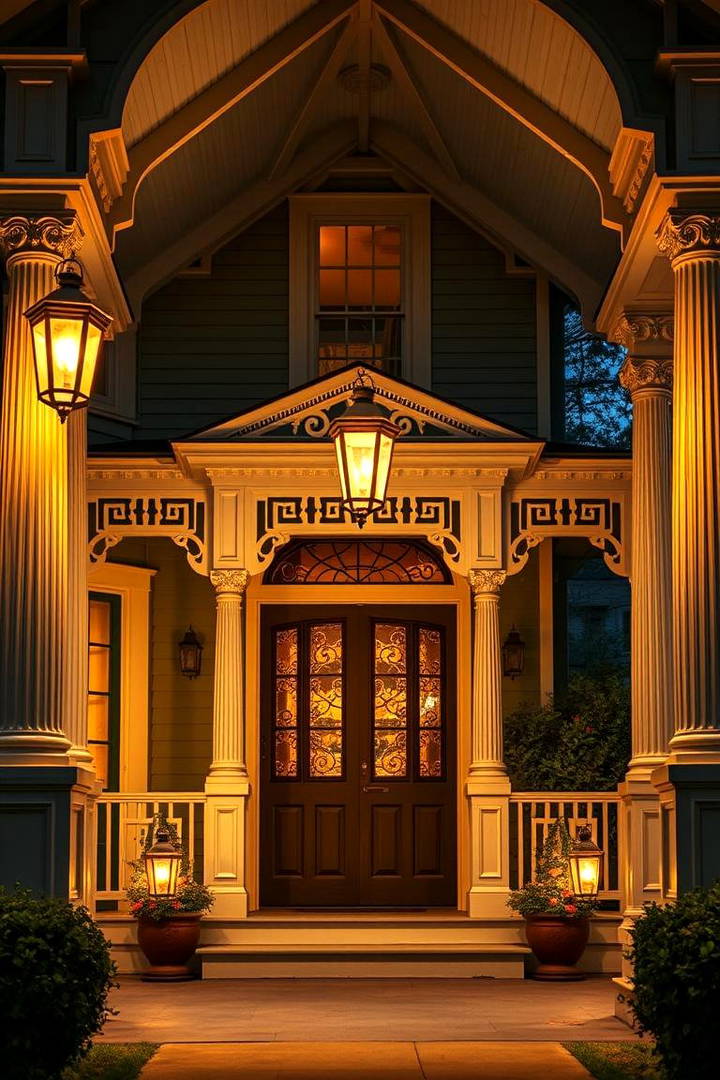 Highlight Architectural Details with Lighting - 25 Victorian Porch Ideas