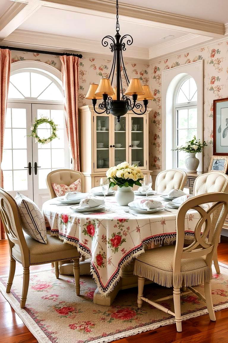 Highlight French Country Textiles - 25 French Country Dining Room Ideas