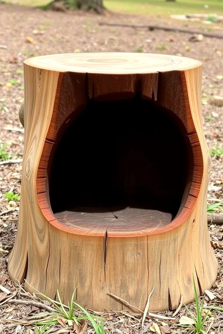 Hollow Out a Tree Stump for Storage - 25 Tree Stump Decorating Ideas