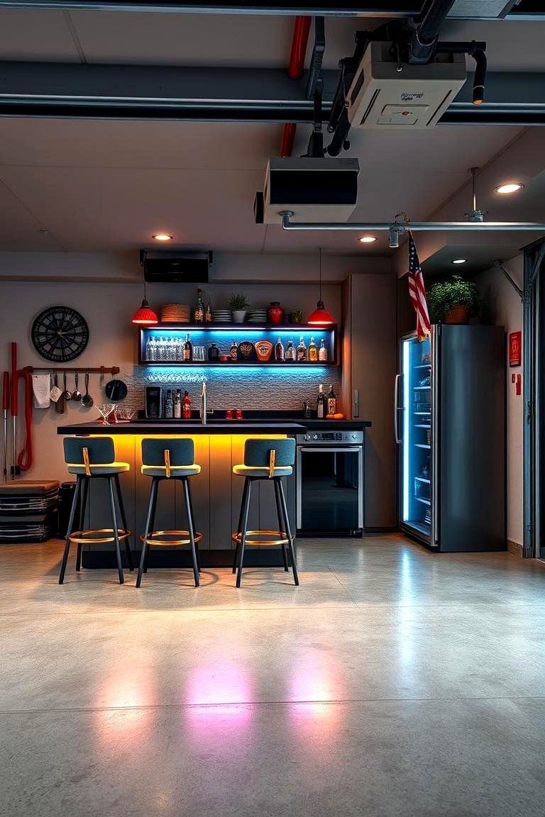 Home Bar and Entertainment Area - 25 Garage Conversion Ideas