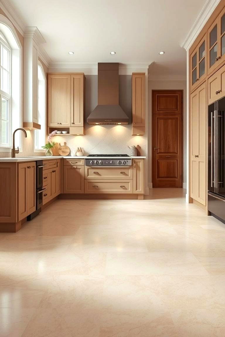 Honed Travertine for a Matte Finish - 25 Travertine Floor Kitchen Ideas