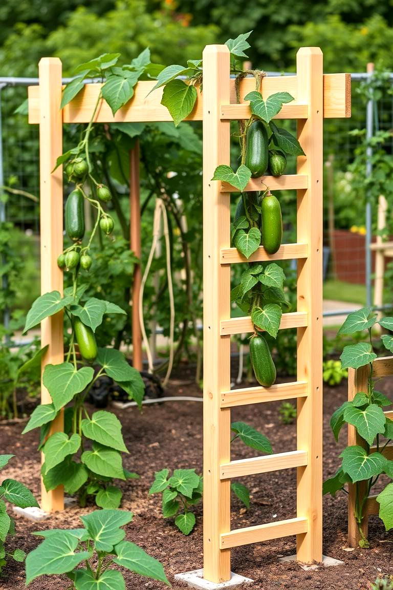 Horizontal Ladder Trellis - 25 Cucumber Trellis Ideas