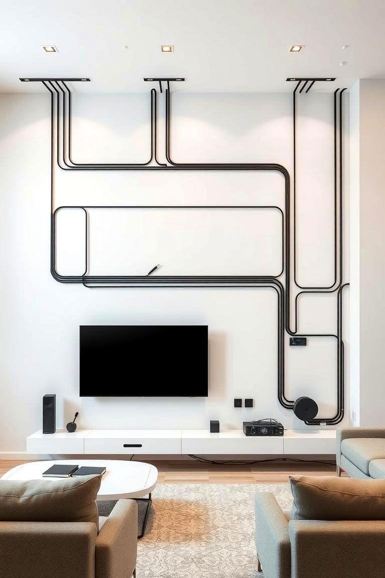 Implement Hidden Wiring for a Clean Look - 25 Media Wall Ideas