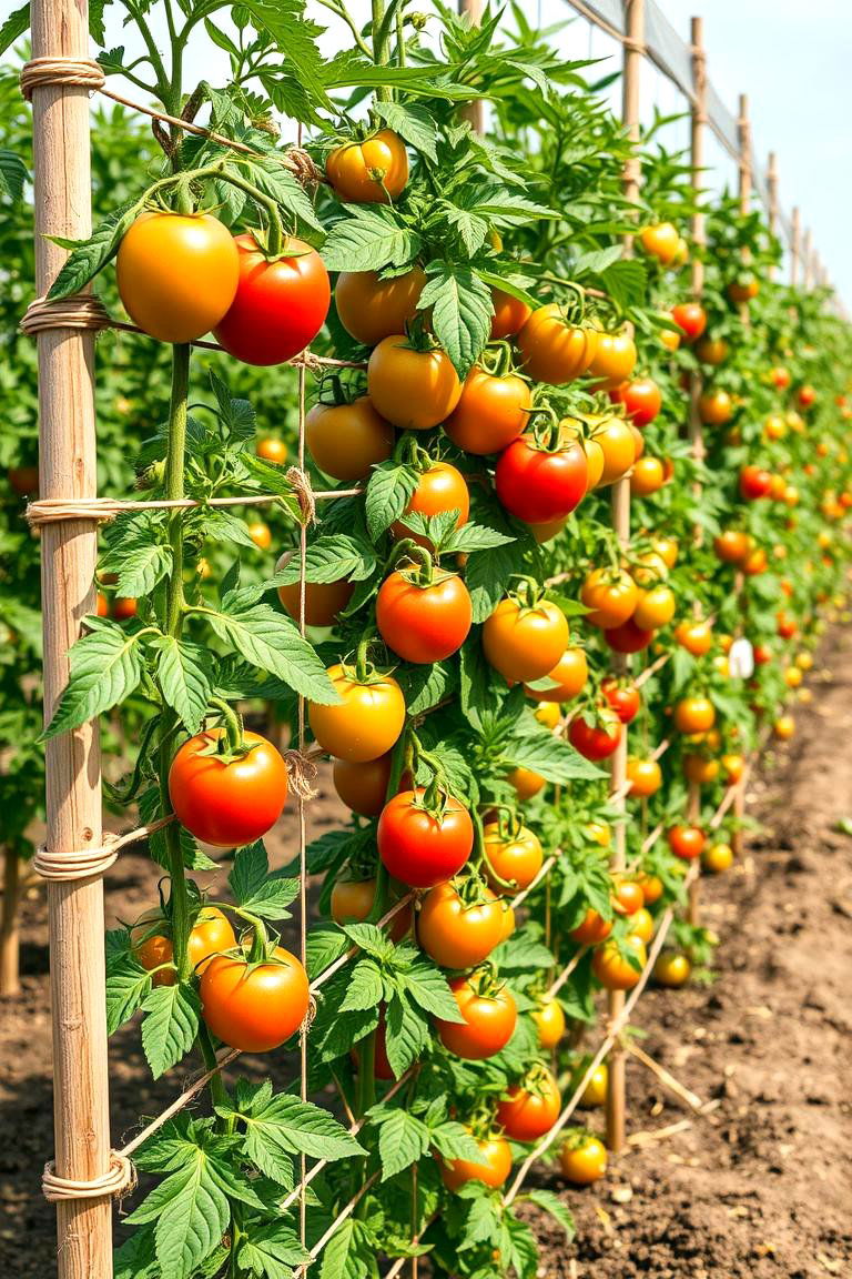 Implementing the Florida Weave for Row Support - 25 Tomato Trellis Ideas