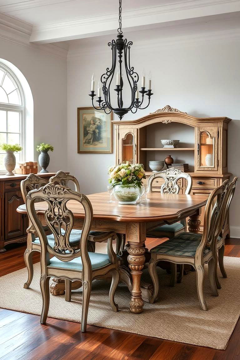 Incorporate Antique Furniture - 25 French Country Dining Room Ideas