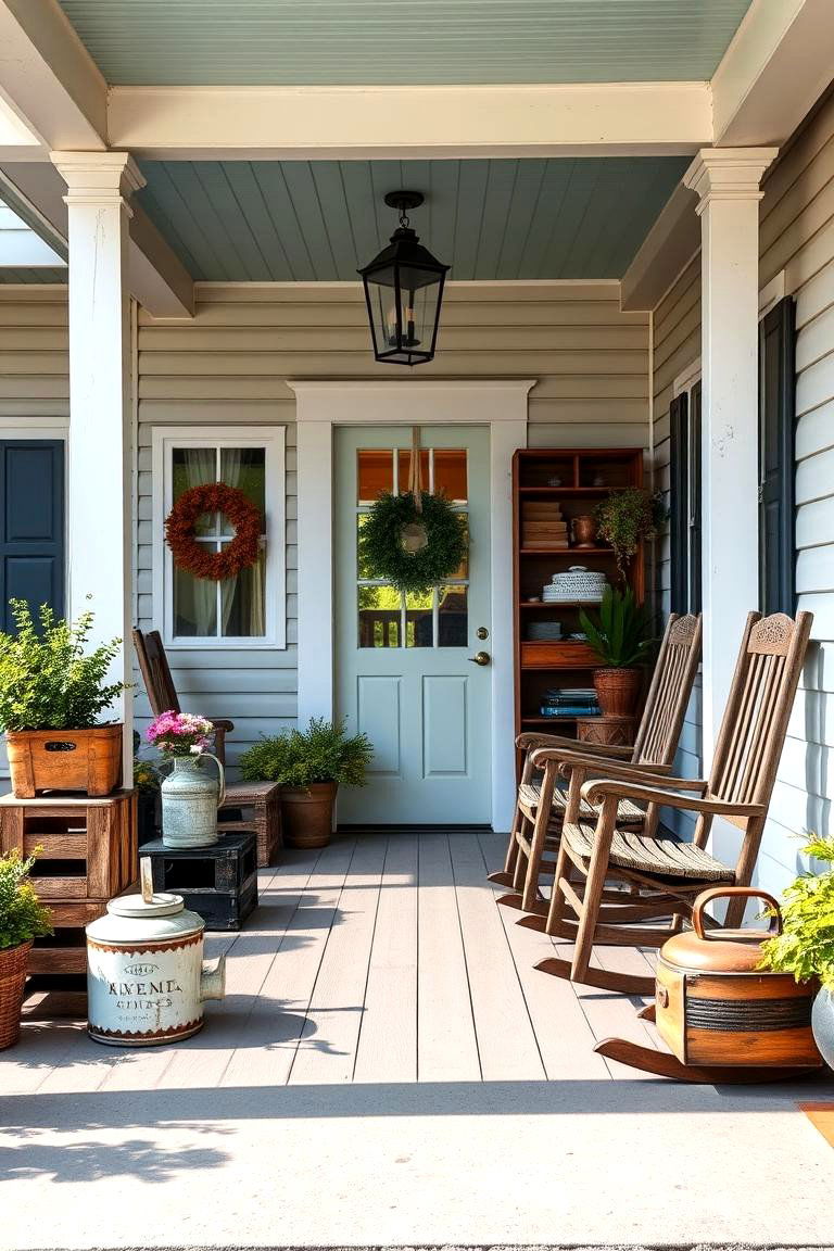 Incorporate Antique Touches for Nostalgic Charm - 25 Farmhouse Porch Ideas