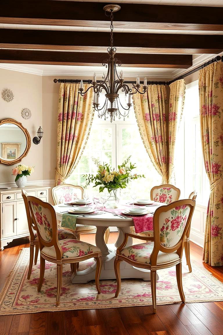 Incorporate Floral Patterns - 25 French Country Dining Room Ideas