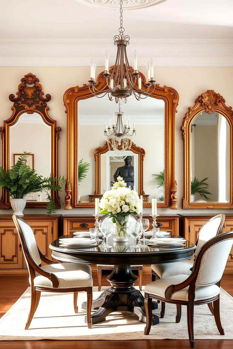 Incorporate French Vintage Mirrors - 25 French Country Dining Room Ideas