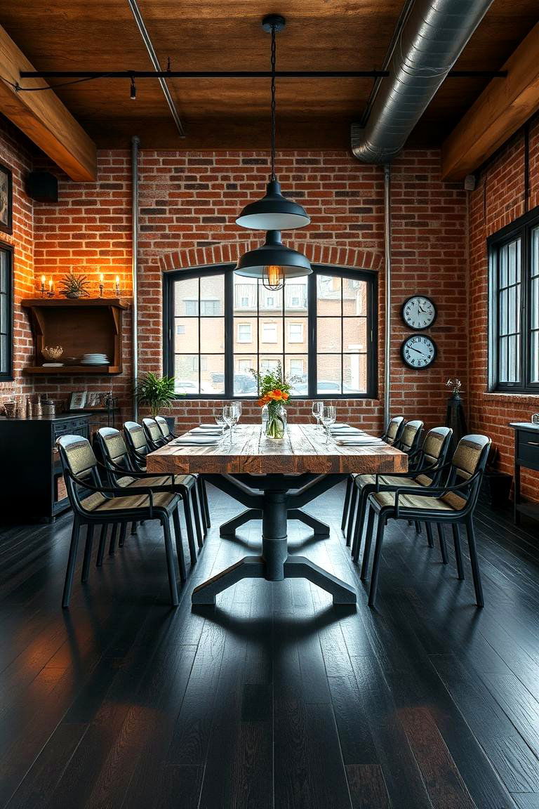 Incorporate Industrial Elements - 25 dark wood floor dining room ideas