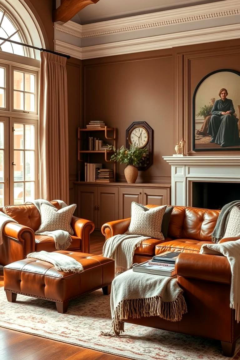 Incorporate Leather for an Elegant Touch - 25 Fall Living Room Ideas