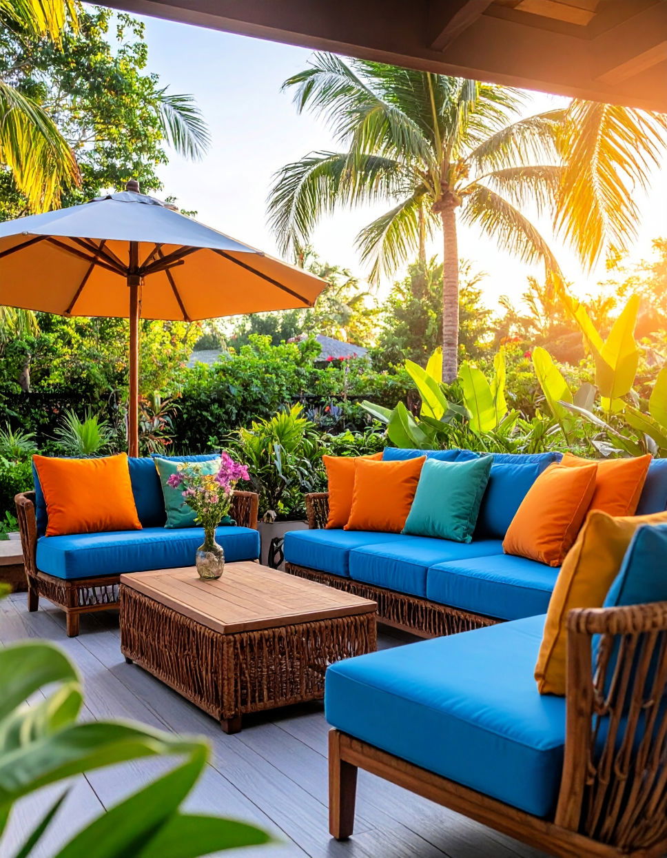 Use Bold Colors in Outdoor Furniture - Tropical Patio Ideas