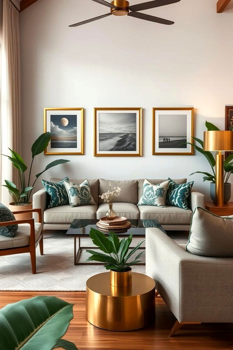 Incorporate Metallic Accents Sparingly - 25 Tropical Living Room Ideas