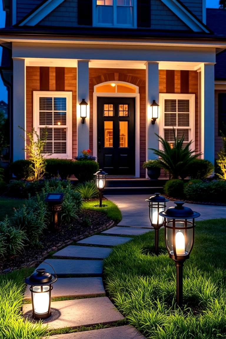 Incorporate Modern Lighting - 25 Front Yard Landscaping Ideas