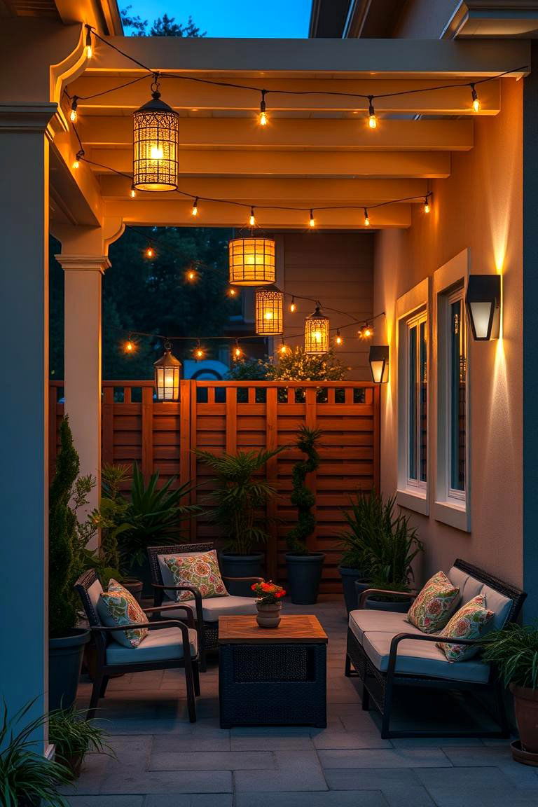 Incorporate Modern Lighting - 25 Corner Patio Ideas