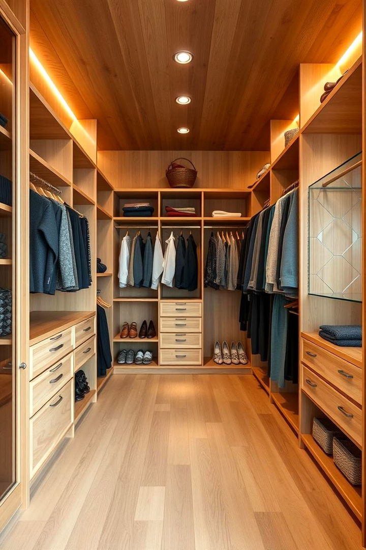 Incorporate Natural Materials for Warmth - 25 Walk in Closet Ideas