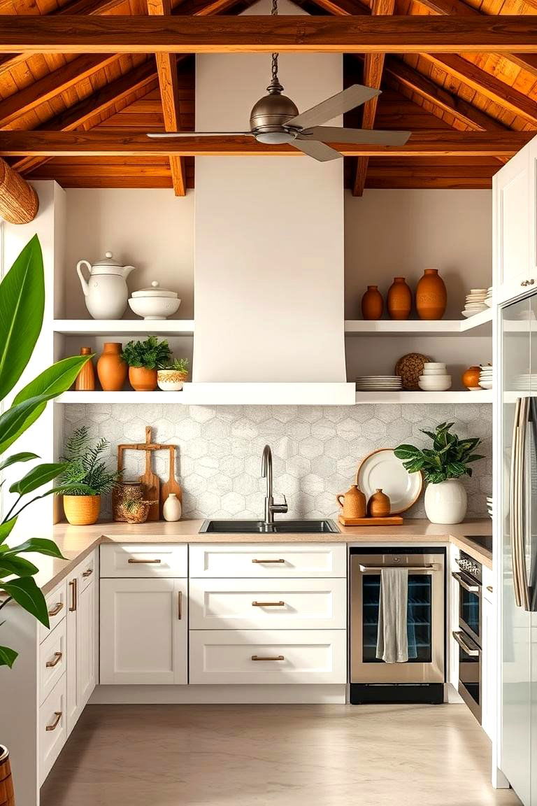 Incorporate Open Concept Storage - 25 Tropical Kitchen Ideas