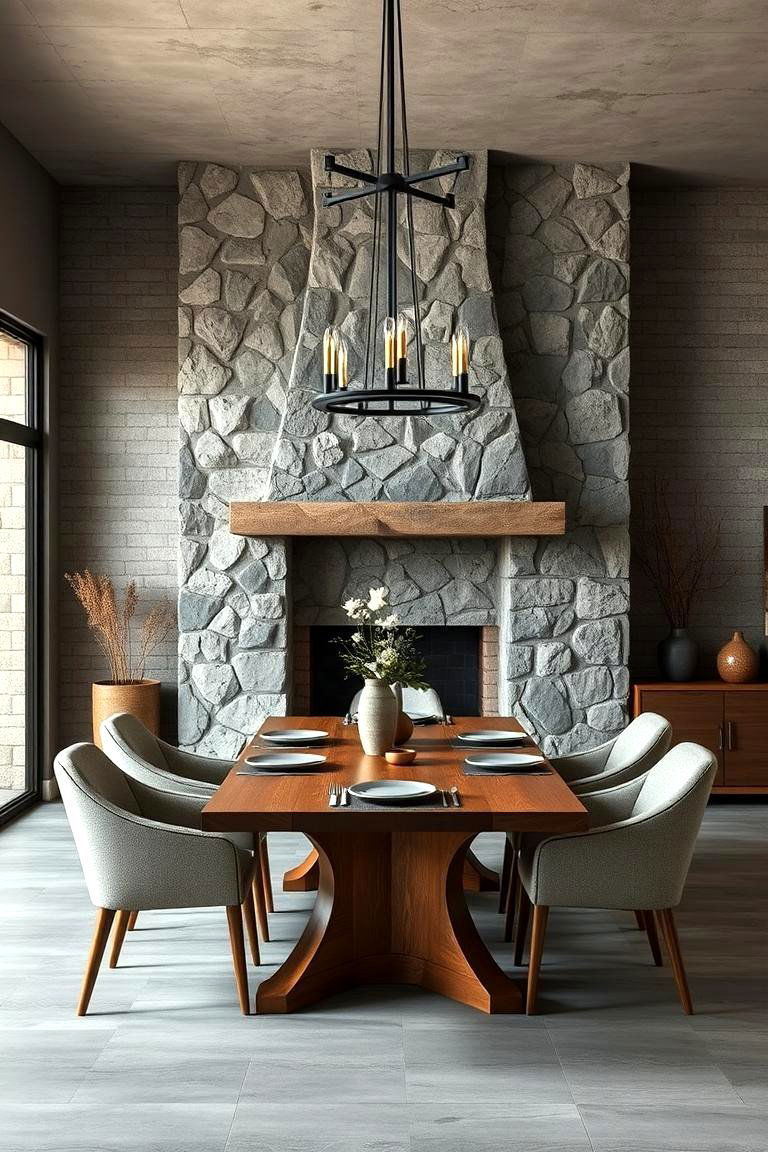Incorporate Raw Materials Like Stone or Concrete - 25 masculine dining room ideas