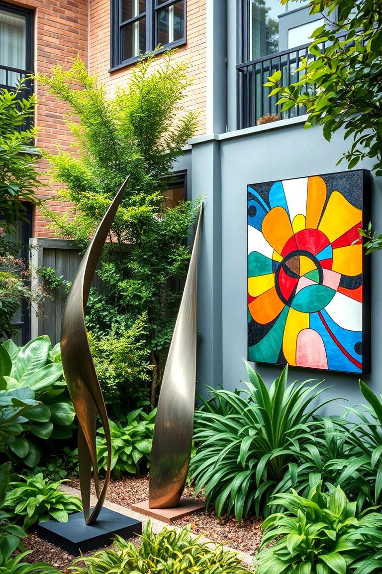 Incorporate Sculptures and Artwork - 25 Townhouse Backyard Ideas