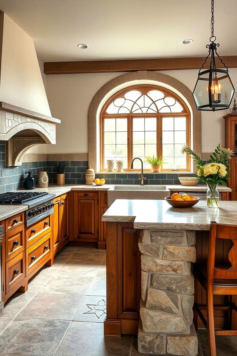 Incorporate Stone Elements - 25 Tudor Kitchen Ideas