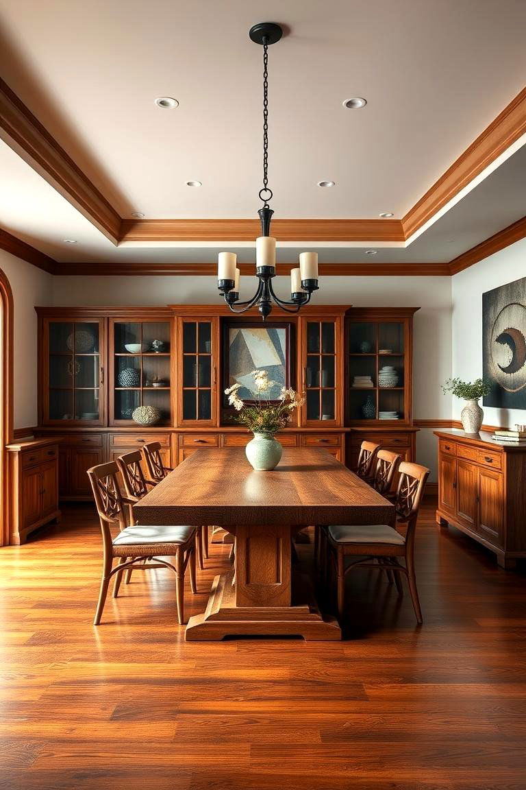 Incorporate Warm Wood Elements for Depth - 25 Transitional Dining Room Ideas