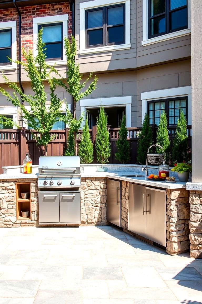Incorporate a BBQ or Outdoor Kitchen - 25 Townhouse Backyard Ideas