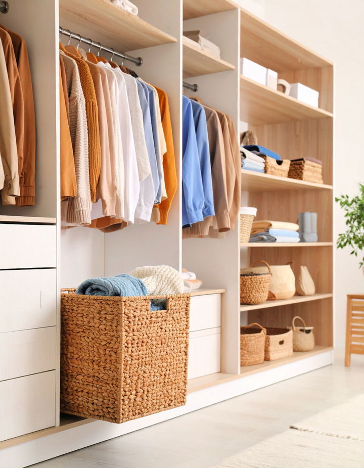 Incorporate a Built In Laundry Hamper Walk in Closet Ideas