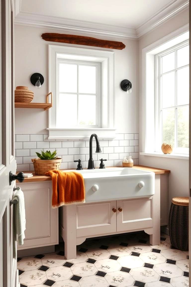 Incorporate a Farmhouse Sink for Practical Elegance - 25 Farmhouse Laundry Room Ideas