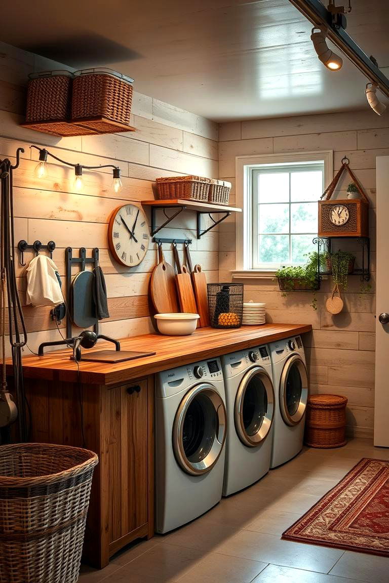 Incorporate a Rustic Design for Warmth - 25 Garage Laundry Room Ideas