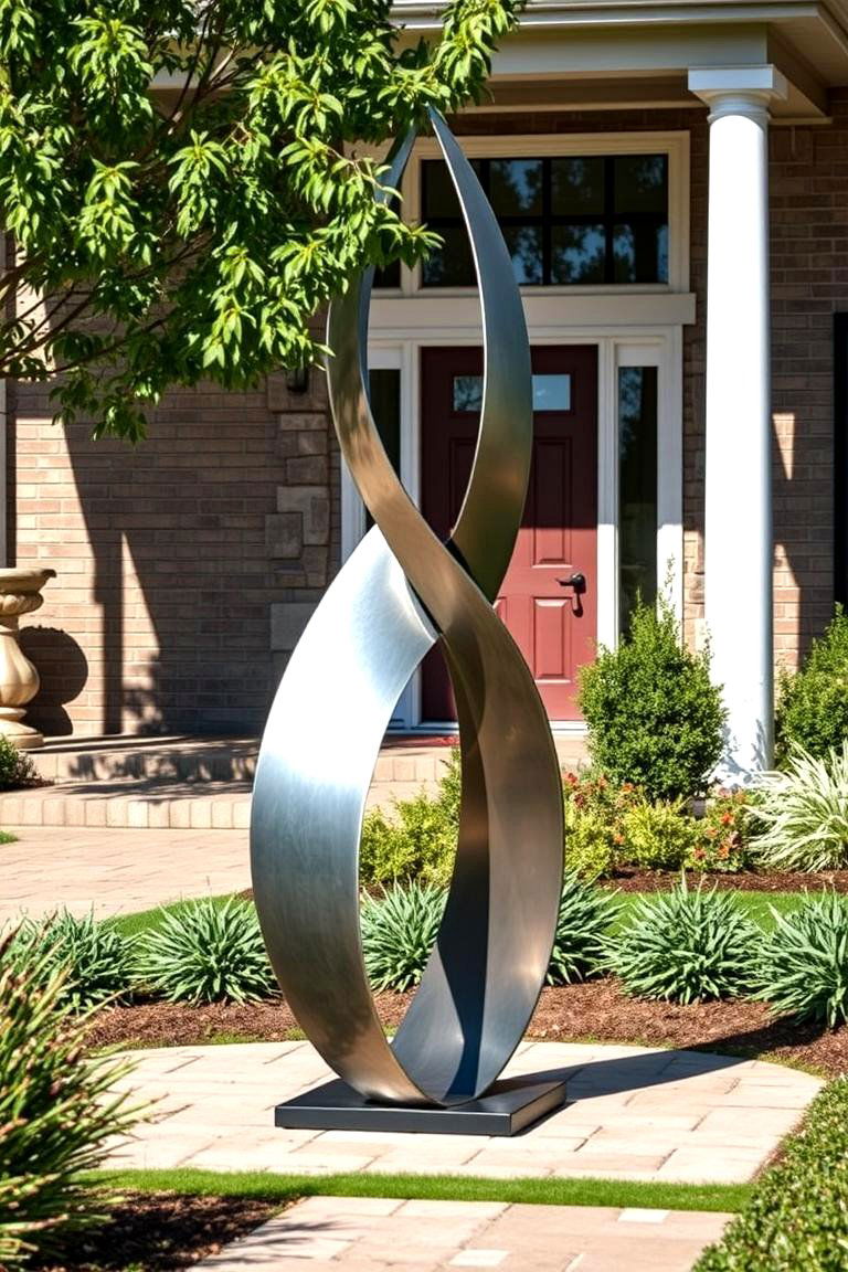 Incorporate a Sculptural Element - 25 Front Yard Landscaping Ideas