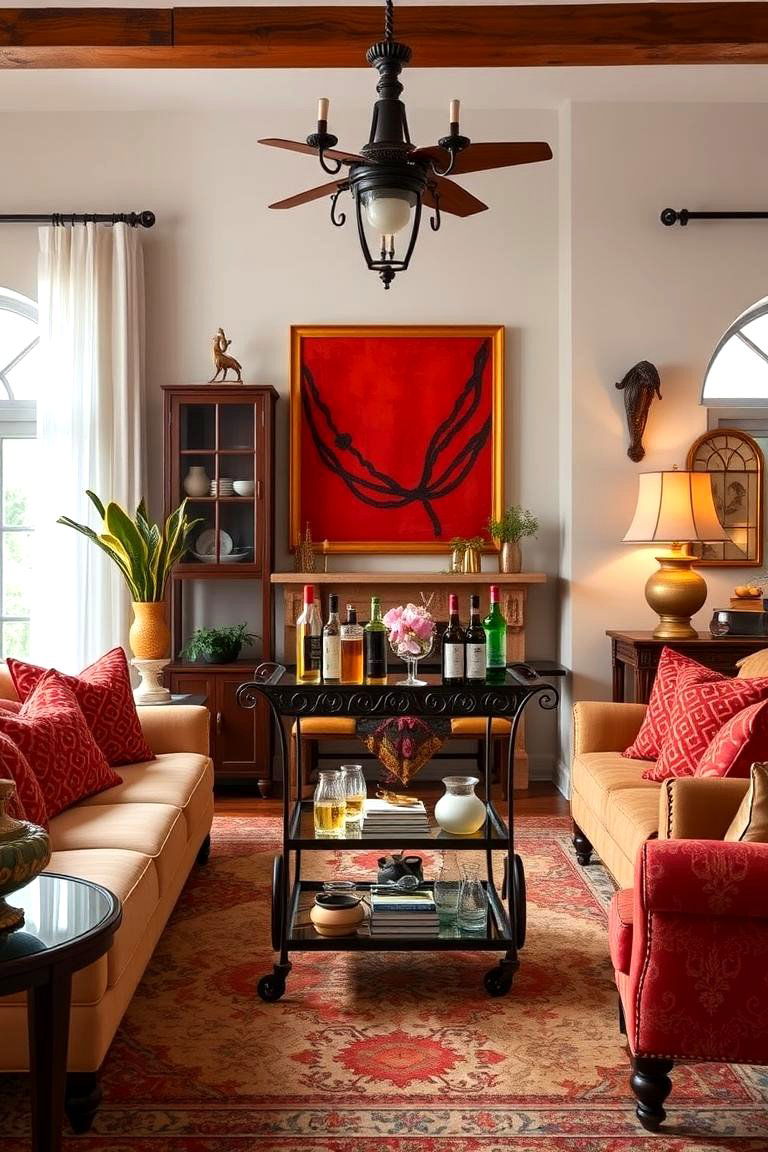Incorporate a Spanish Inspired Bar Cart - 25 Spanish Style Living Room Ideas