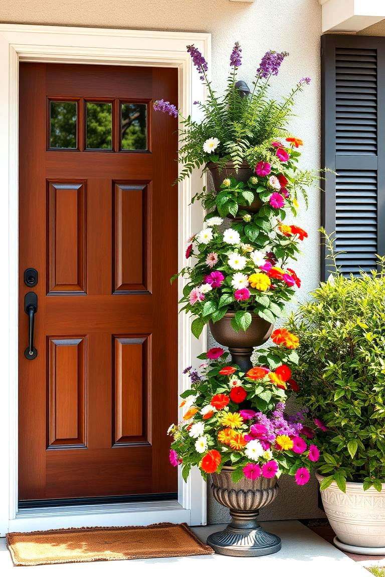 Incorporate a Vertical Planter - 25 Spring Front Door Decor Ideas