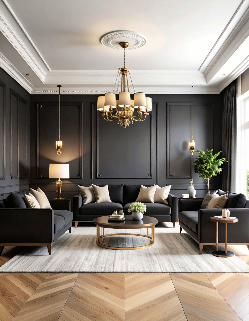 Incorporating Architectural Details with a Modern Twist Transitional Living Room Ideas