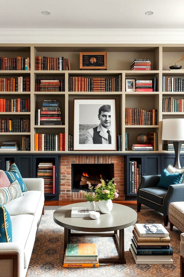 Incorporating Books for a Lived in Feel - 25 Transitional Living Room Ideas