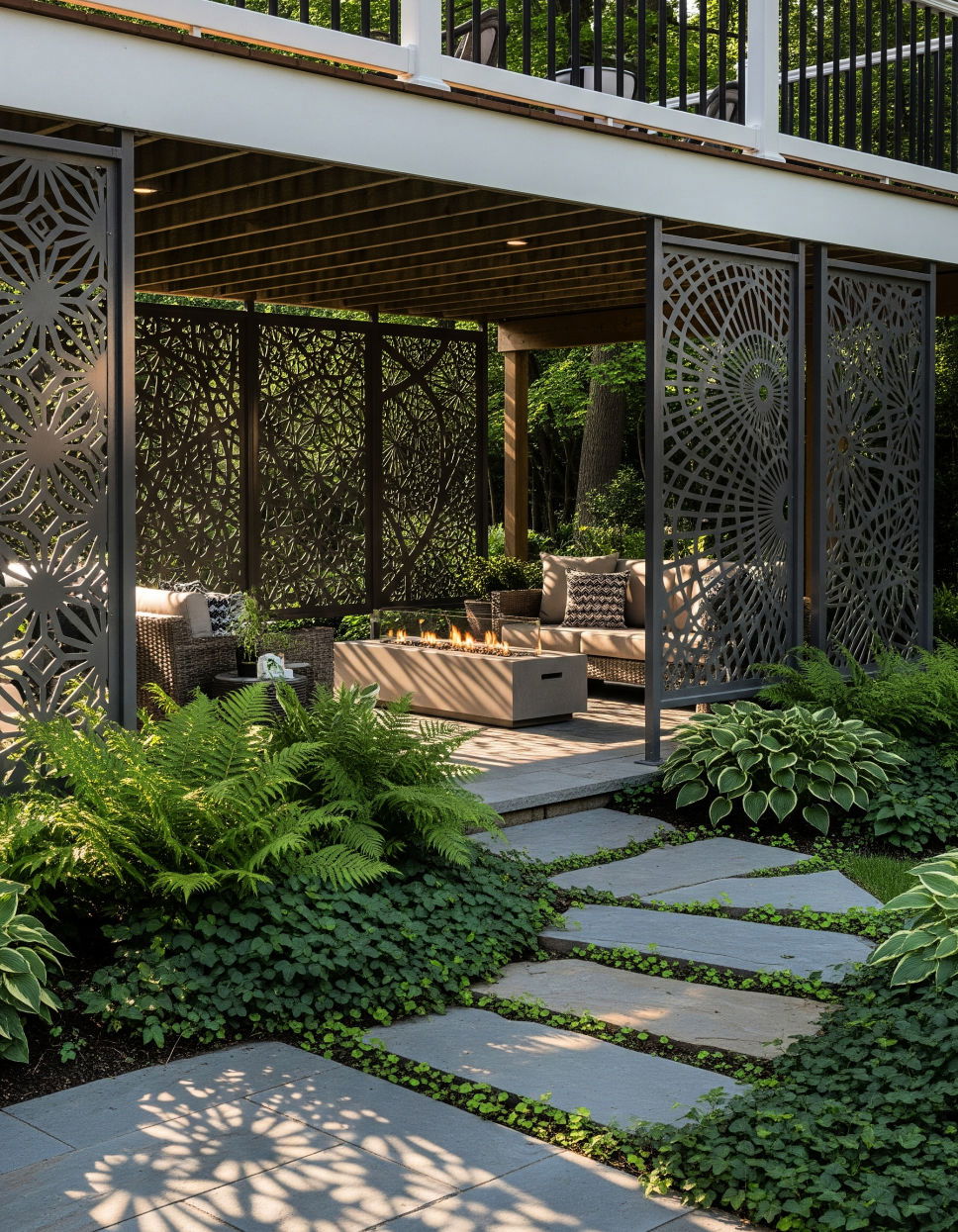 Incorporating Decorative Screens or Panels Under Deck Landscaping Ideas