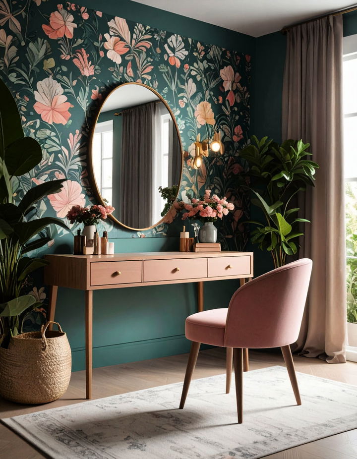 Utilizing Wall Decals or Removable Wallpaper for a Quick Refresh -Vanity Room Ideas