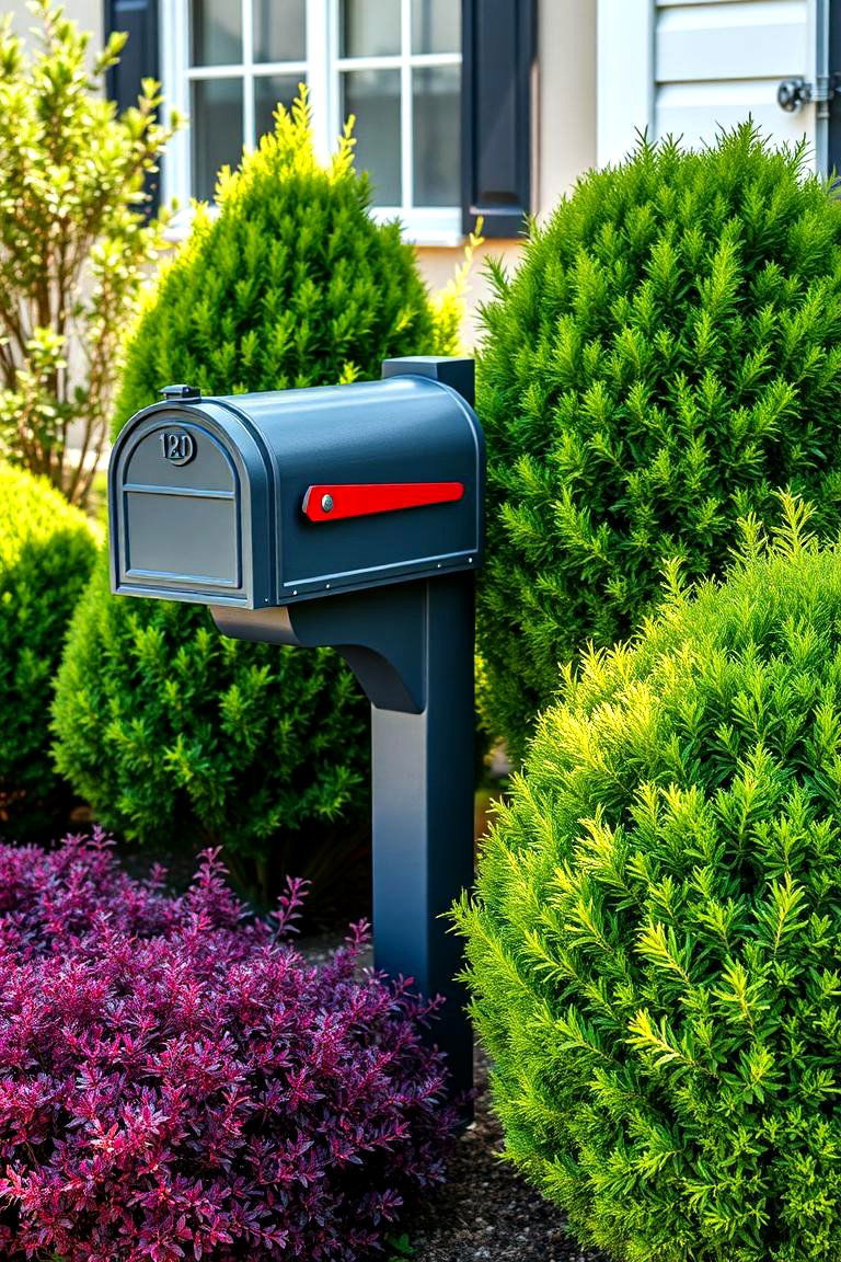 Incorporating Dwarf Shrubs for Structure - 25 Mailbox Landscaping Ideas