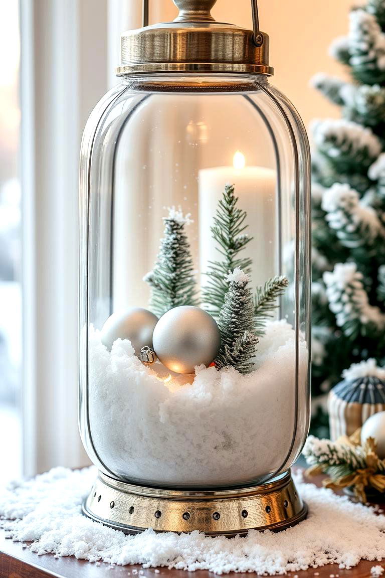 Incorporating Faux Snow - 25 Lantern Centerpiece Ideas
