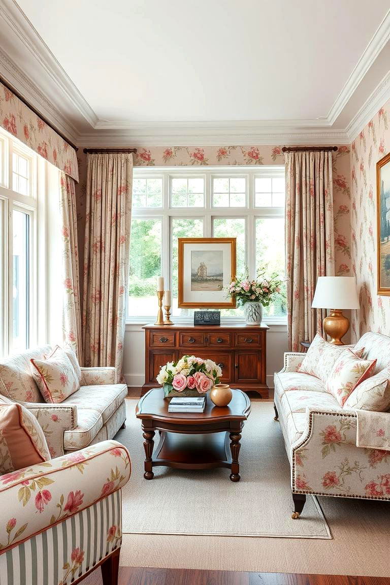 Incorporating Floral Patterns for Softness - 25 Traditional Living Room Ideas