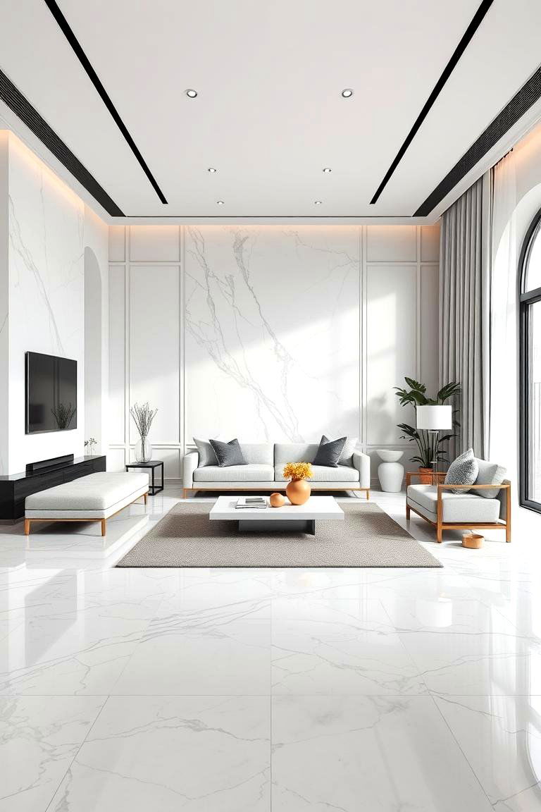 Incorporating Marble Into Minimalist Design - 25 Marble Floor Living Room Ideas