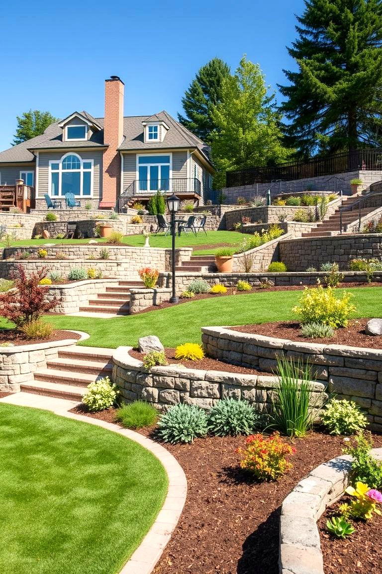 Incorporating Multi Level Terracing - 25 Large Backyard Landscaping Ideas