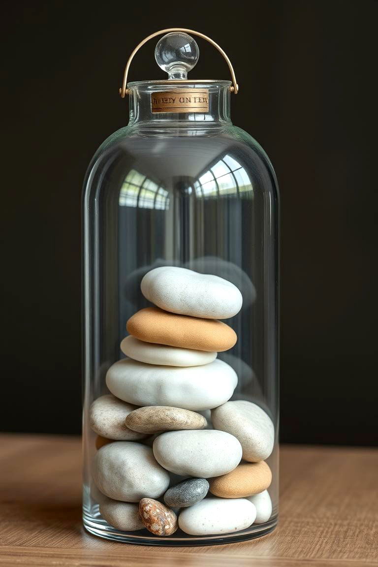 Incorporating River Rocks - 25 Lantern Centerpiece Ideas