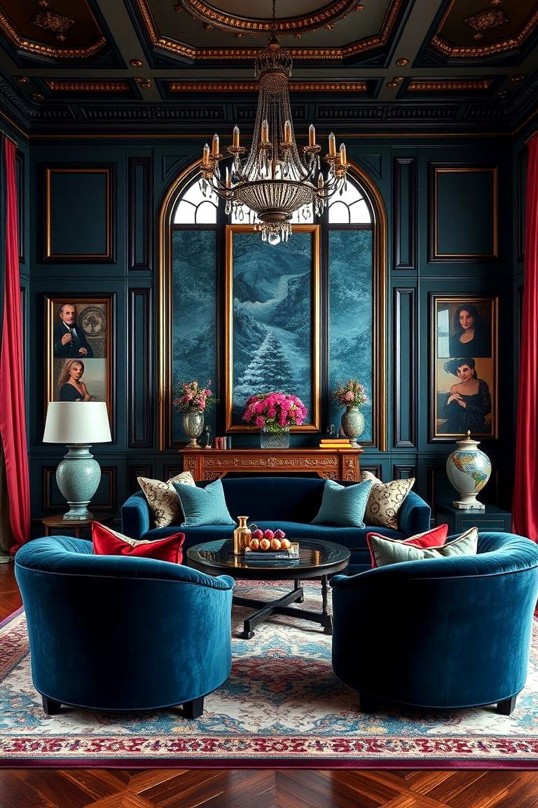 Incorporating Velvet for Opulence - 25 Mansion Living Room Ideas