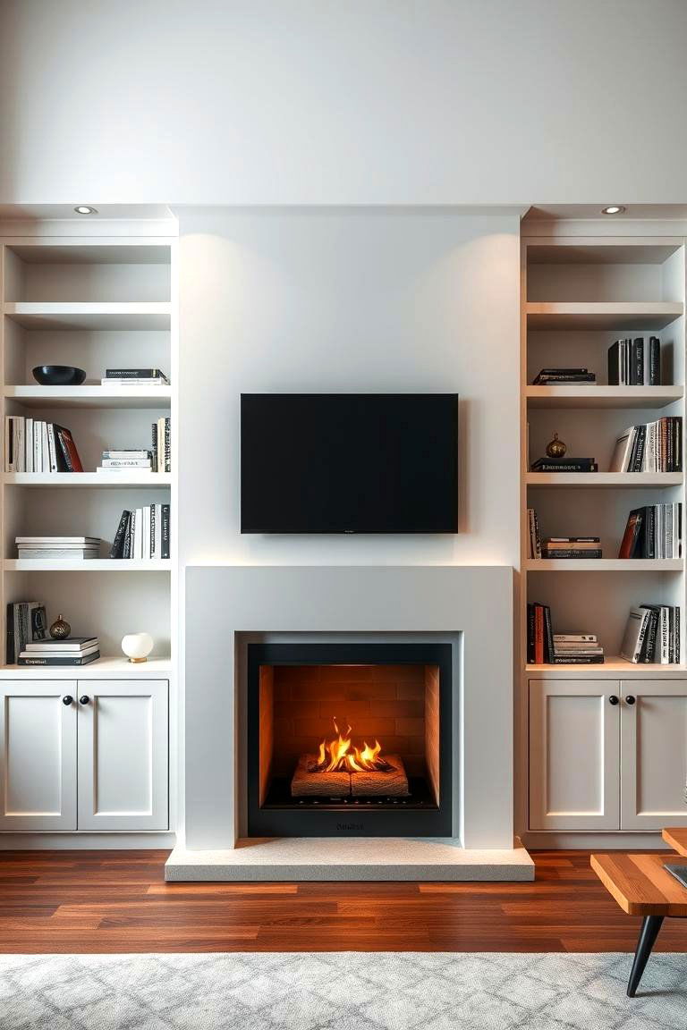 Incorporating a Contemporary Fireplace with Sleek Shelving - 25 Fireplace With Bookshelves