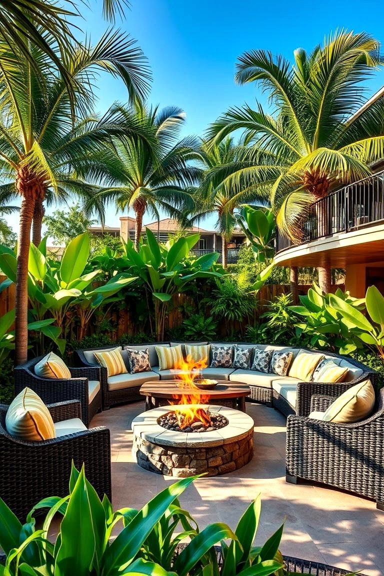 Incorporating a Cozy Fire Pit Area - 25 Tropical Landscape Ideas