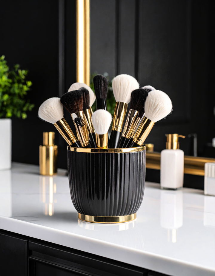 Incorporating a Dedicated Brush Holder for Organization Vanity Room Ideas