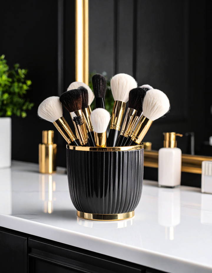 Incorporating a Dedicated Brush Holder for Organization Vanity Room Ideas